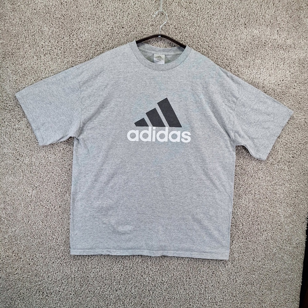 Adidas T-Shirt Mens XL Grey Graphic Logo Tee Short Sleeve Sportswear Athleisure